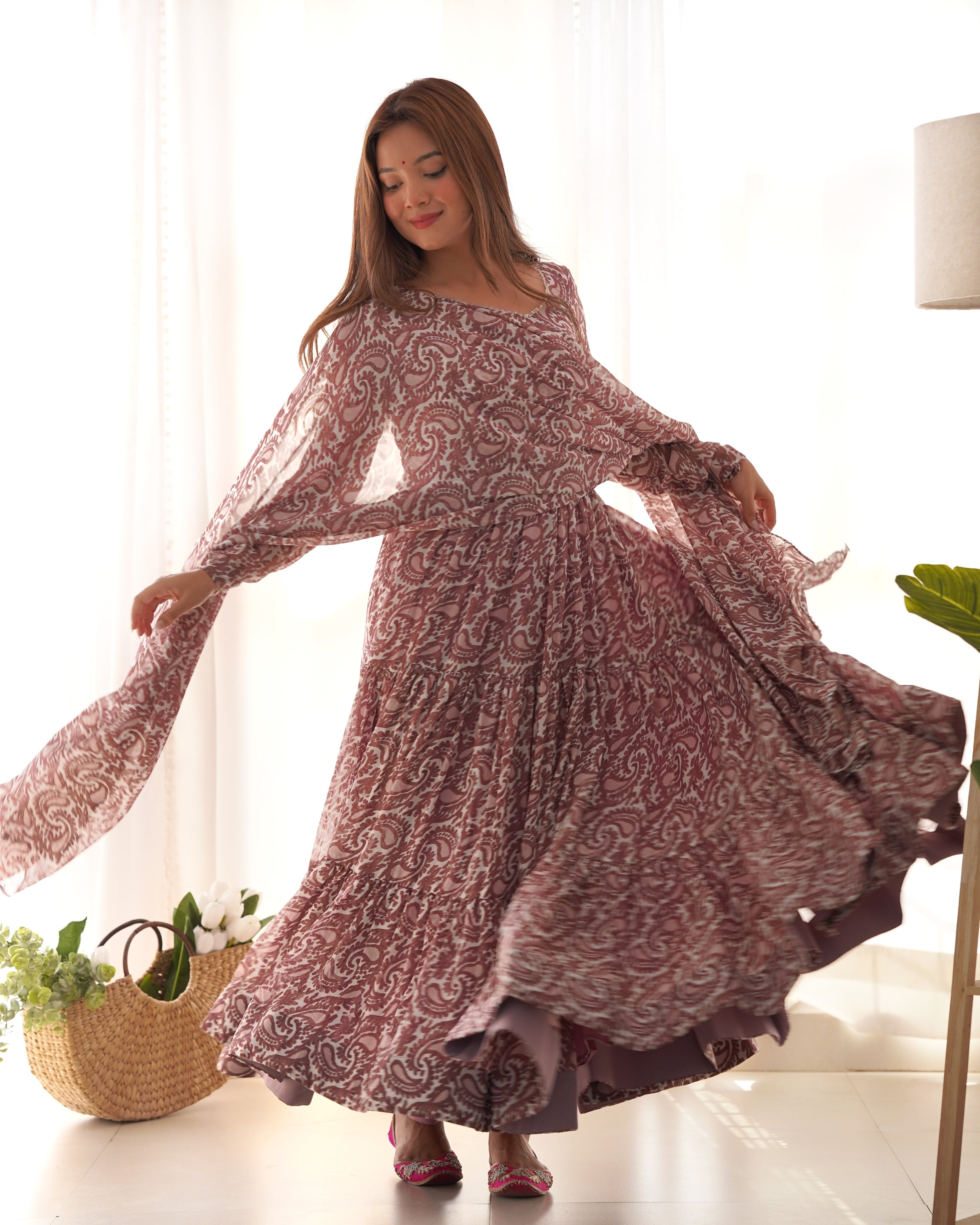 Amazing Digital Printed Faux Georgette Anarkali Pant Suit - Ethnicwish