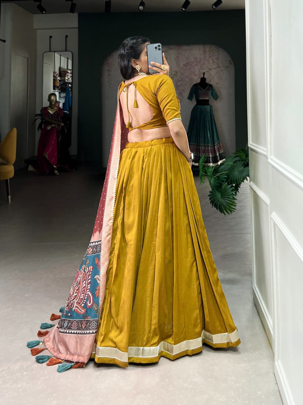 Lovely Chinon Silk Lace Border Worked Lehenga Choli Set - Ethnicwish