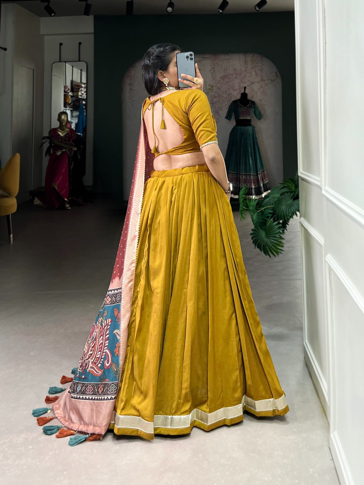 Lovely Chinon Silk Lace Border Worked Lehenga Choli Set - Ethnicwish