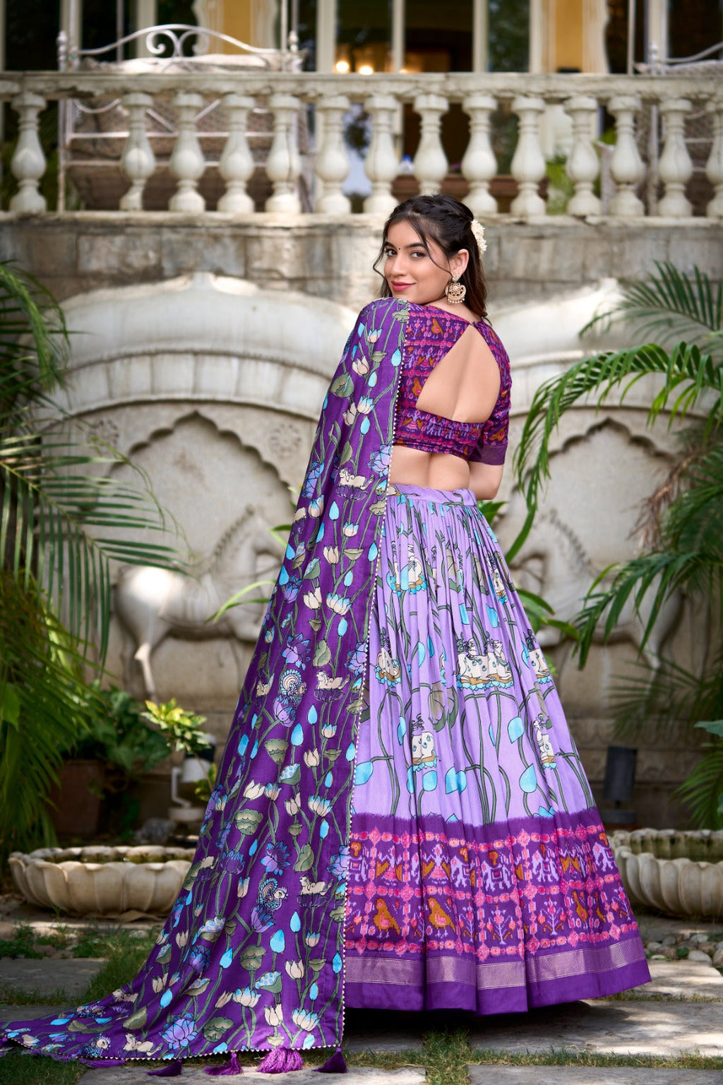 Amazing Tussar Silk Patola Printed Lehenga Choli Set - Ethnicwish