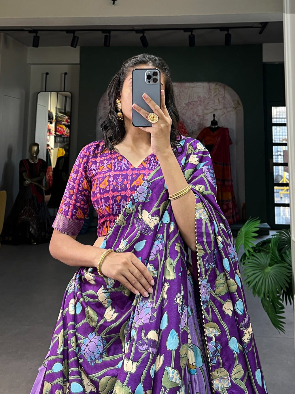 Amazing Tussar Silk Patola Printed Lehenga Choli Set - Ethnicwish