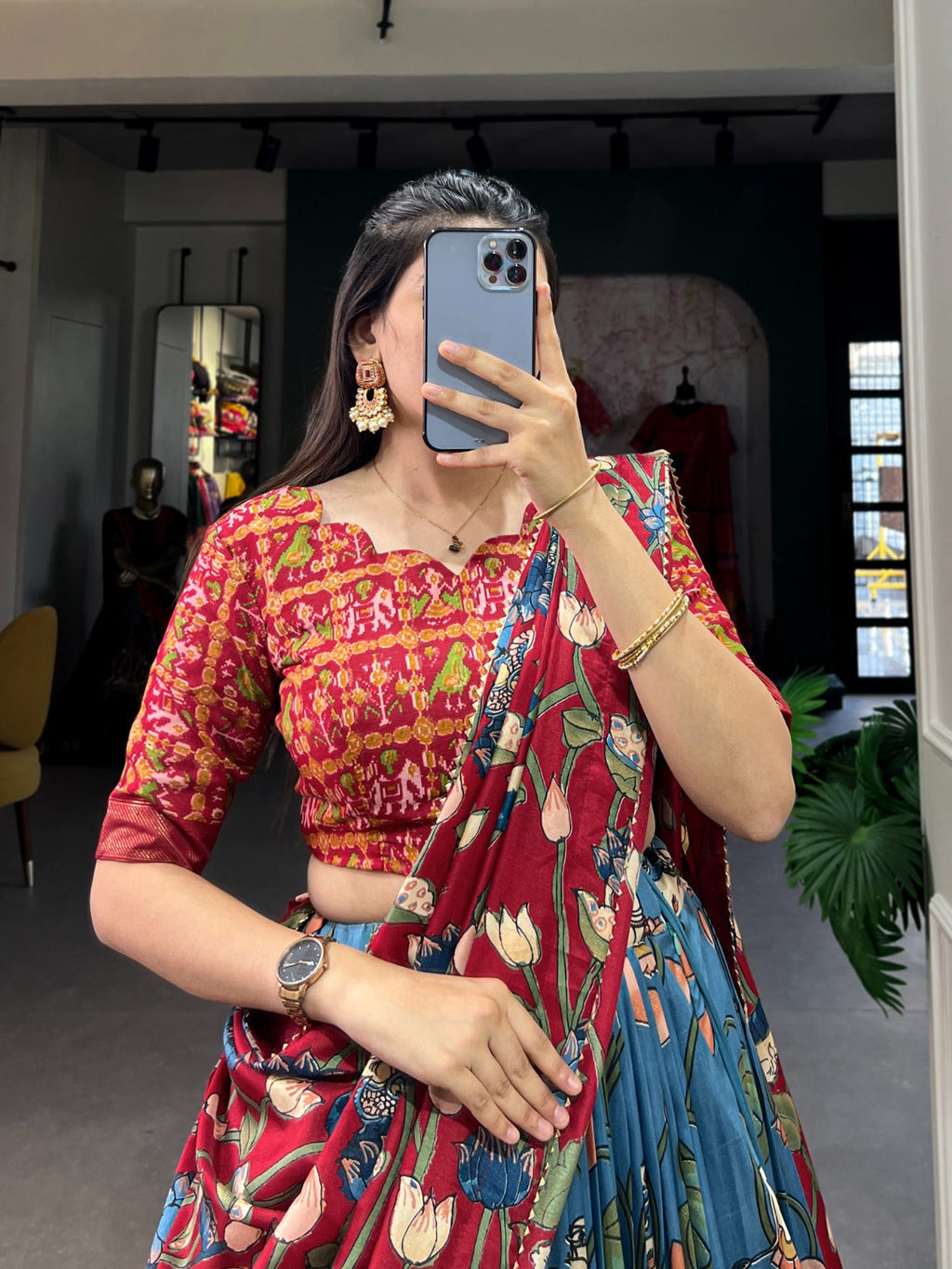 Amazing Tussar Silk Patola Printed Lehenga Choli Set - Ethnicwish