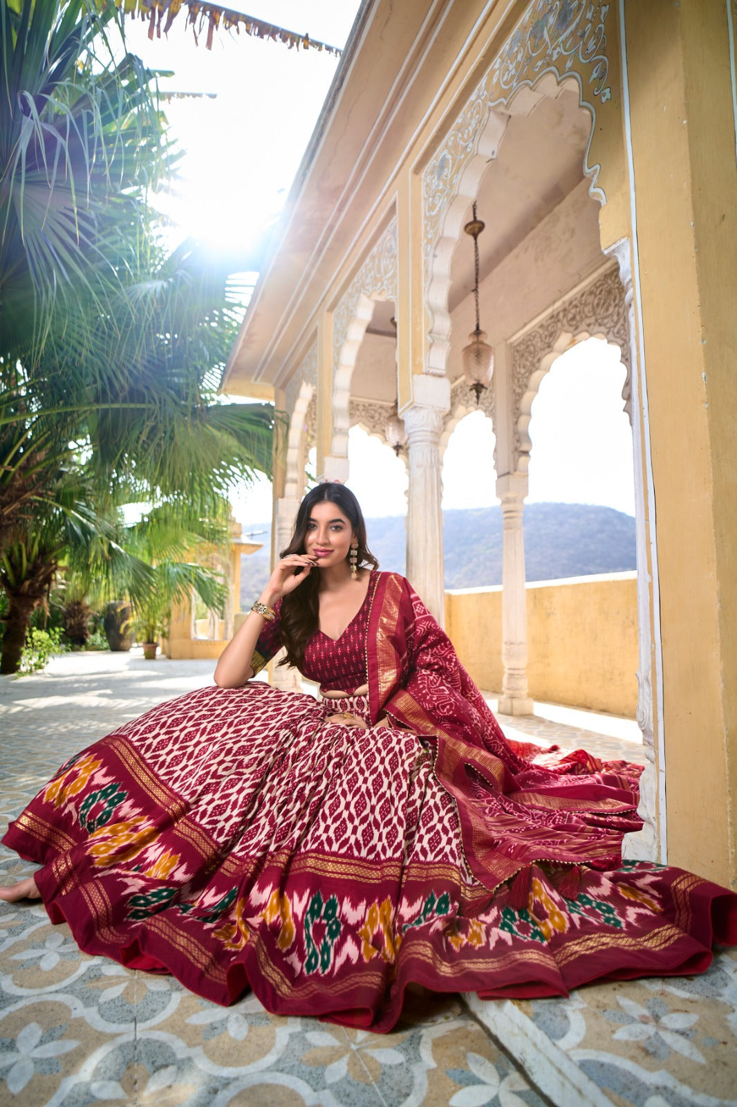Beguiling Maroon Tussar Silk Printed Foil Worked Lehenga Choli - Ethnicwish