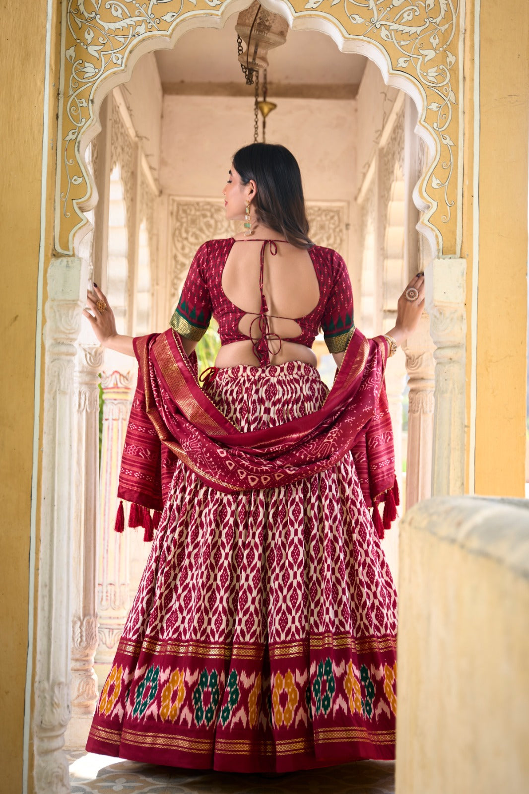 Beguiling Maroon Tussar Silk Printed Foil Worked Lehenga Choli - Ethnicwish