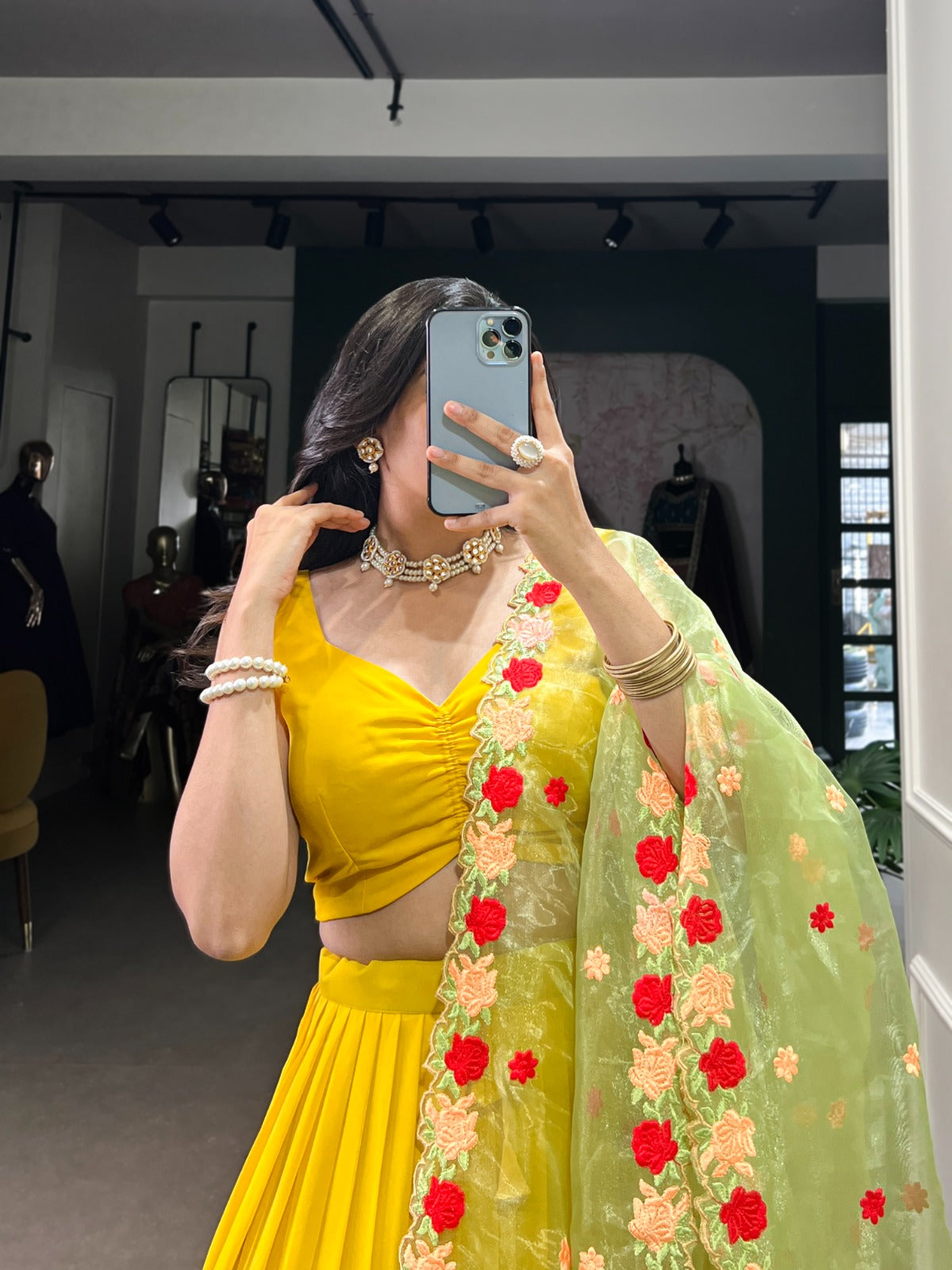 Fabulous Yellow Georgette Fully Stitched Ruffle Lehenga Choli - ETHNICDEAL