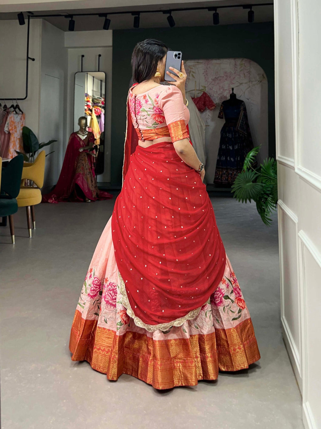 Spellbinding Cotton Silk Thread Embroidered Lehenga Choli - Ethnicwish