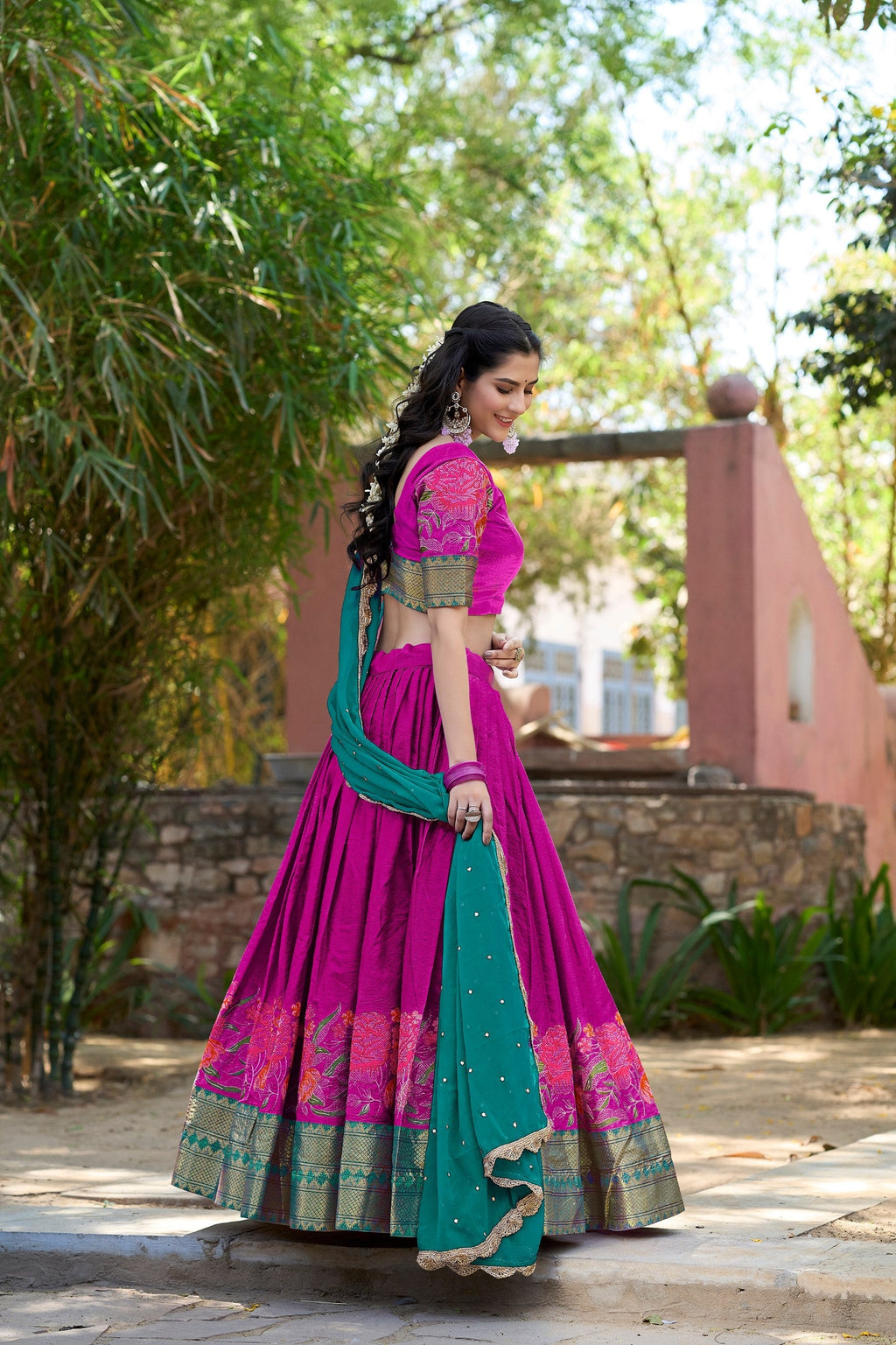 Spellbinding Cotton Silk Thread Embroidered Lehenga Choli - Ethnicwish