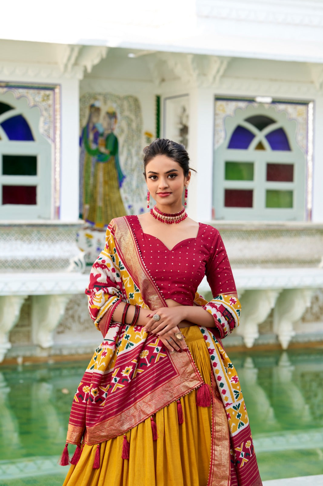Refined Tussar Silk Patola Printed Lehenga Choli Set - Ethnicwish