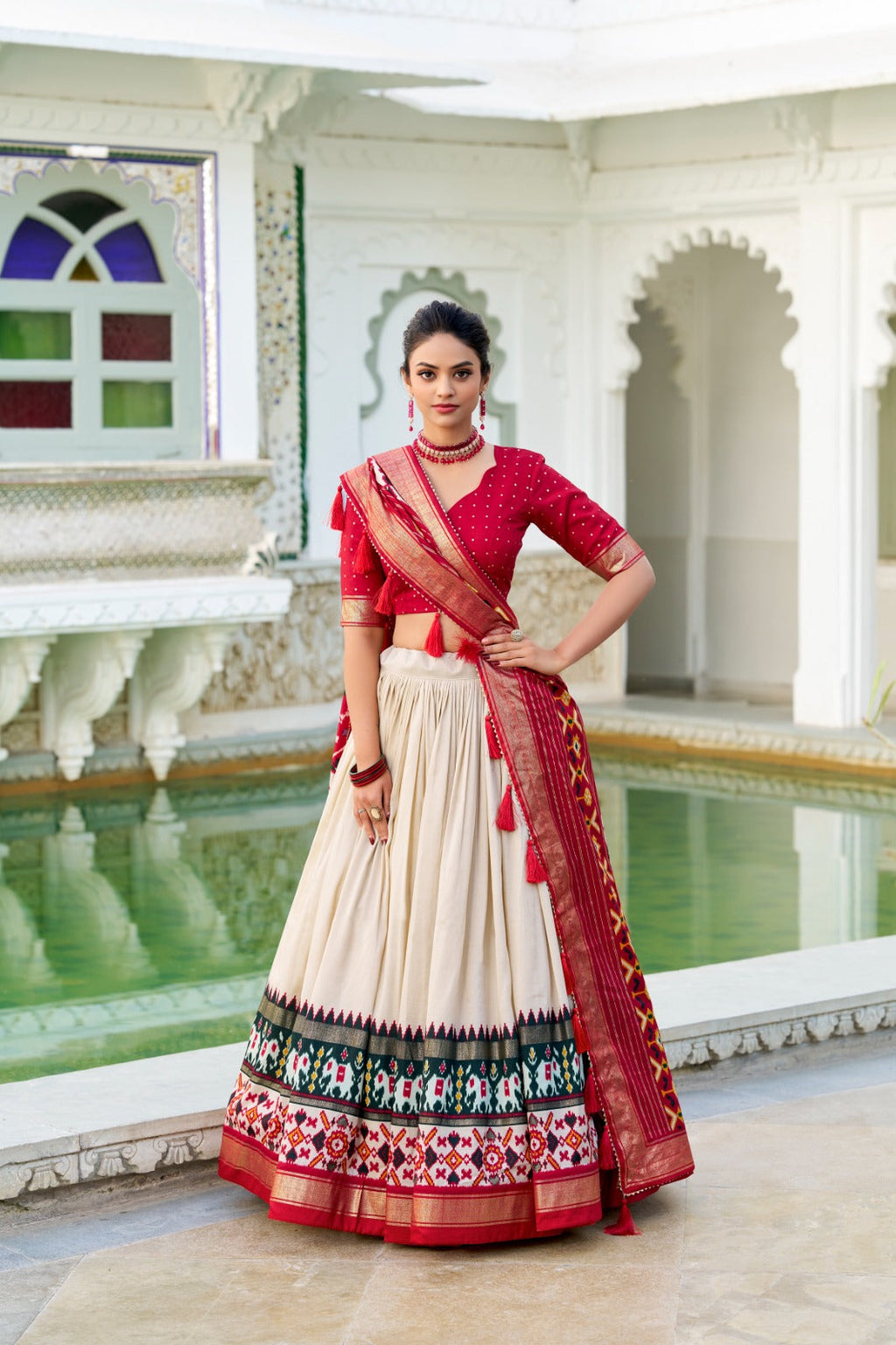 Refined Tussar Silk Patola Printed Lehenga Choli Set - Ethnicwish