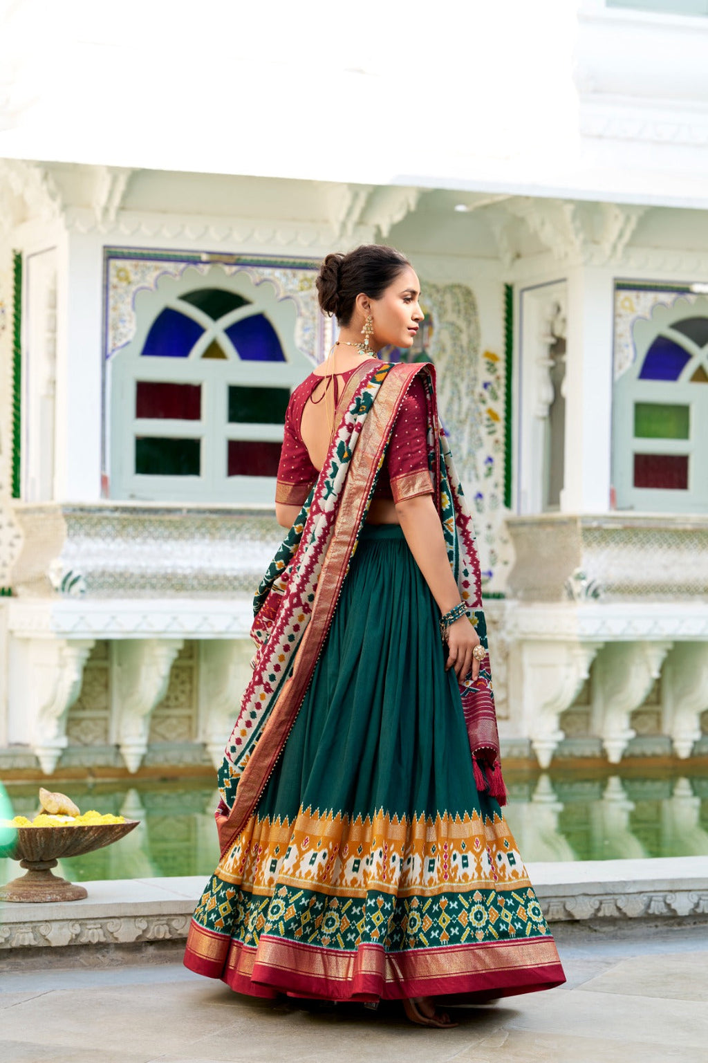 Refined Tussar Silk Patola Printed Lehenga Choli Set - Ethnicwish