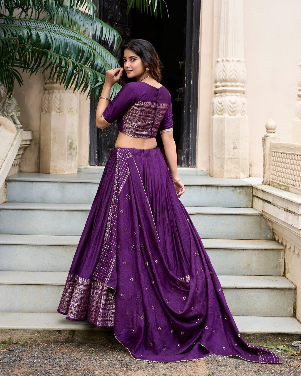 Resplendent Pure Chanderi Silk Zari Weaving Worked Lehenga Choli - Ethnicwish