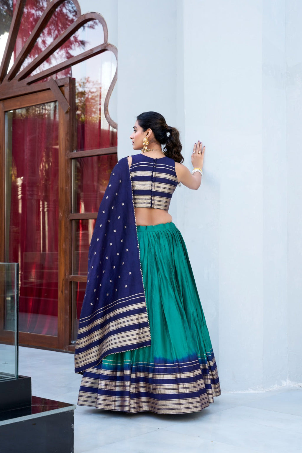 Amazing Pure Chanderi Zari Weaving Border Worked Lehenga Choli - ETHNICDEAL