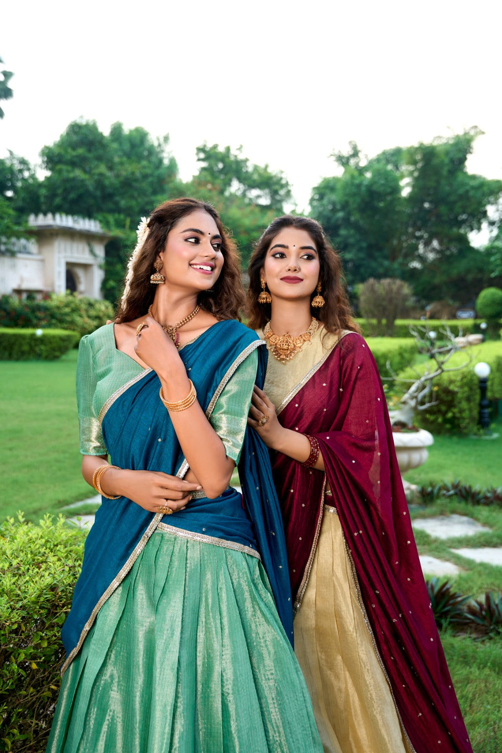 Majestic Kanchipuram Silk Zari Weaving Worked Lehenga Choli - Ethnicwish