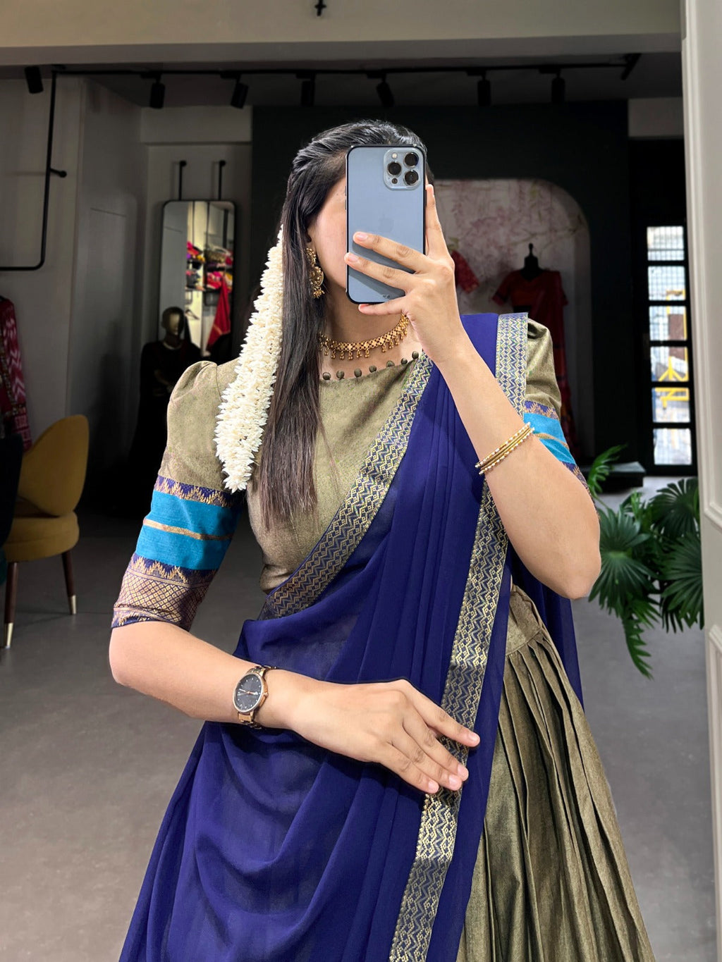 Refined Poly Cotton Zari Weaving Worked Lehenga Choli - Ethnicwish