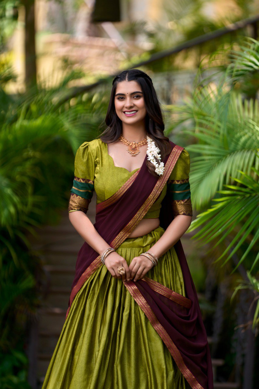 Refined Poly Cotton Zari Weaving Worked Lehenga Choli - Ethnicwish