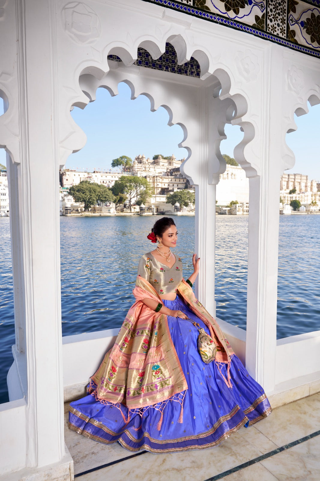 Amazing Paithani Jacquard Silk Weaving Zari Worked Lehenga Choli - Ethnicwish