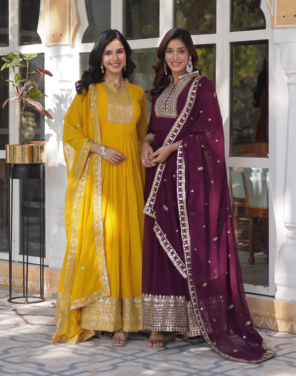 Magnificent Faux Georgette Rich Sequins Embroidered Gown With Dupatta - Ethnicwish