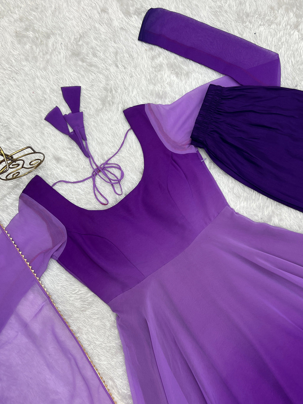 Spectacular Shaded Digital Printed Faux Georgette Anarkali Pant Suit - ETHNICDEAL