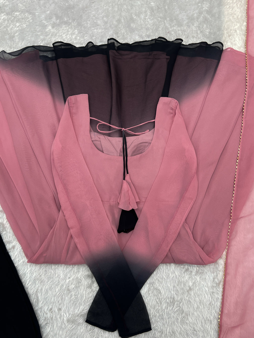 Spectacular Shaded Digital Printed Faux Georgette Anarkali Pant Suit - Ethnicwish