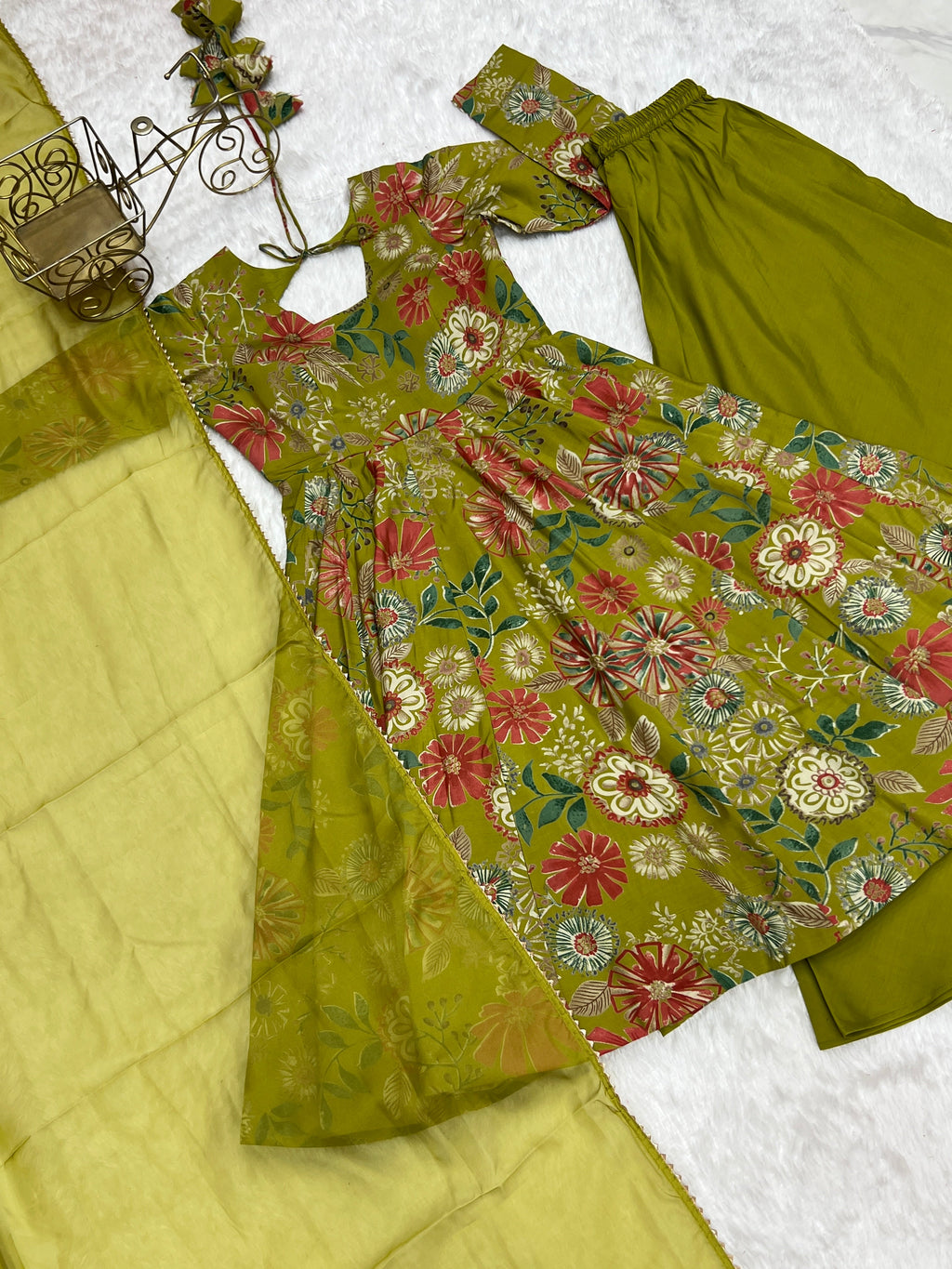 Exquisite Pure Soft Roman Silk Kediya Kurta Palazzo Set - ETHNICDEAL