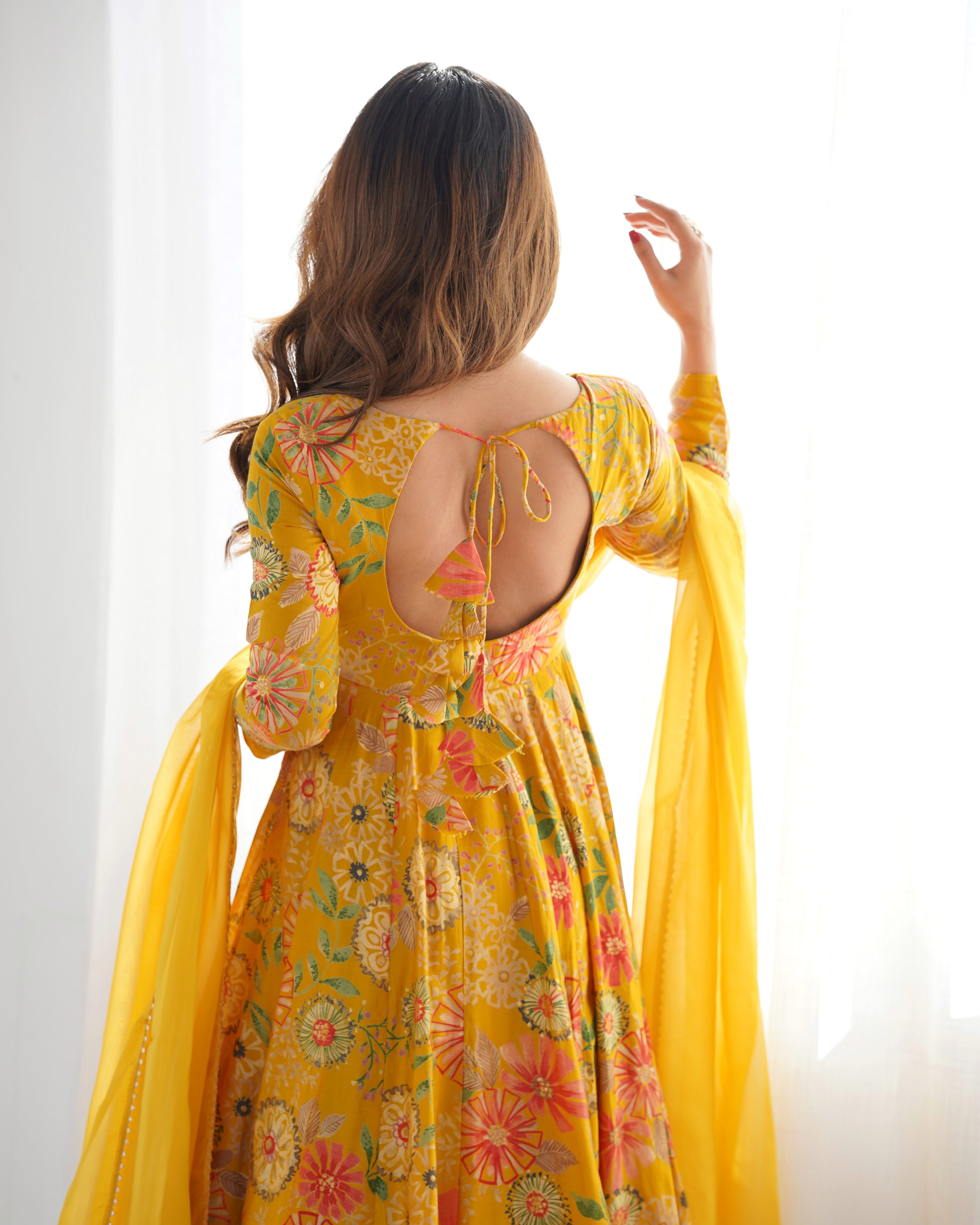 Yellow Pure Soft Roman Silk Kediya Kurta Palazzo Set - Ethnicwish