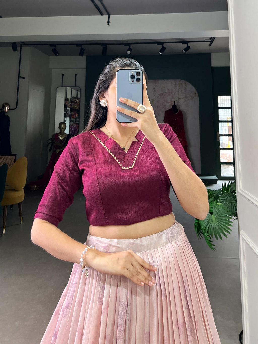 Dashing Cotton Silk Floral Printed Zari Border Worked Lehenga Choli - Ethnicwish