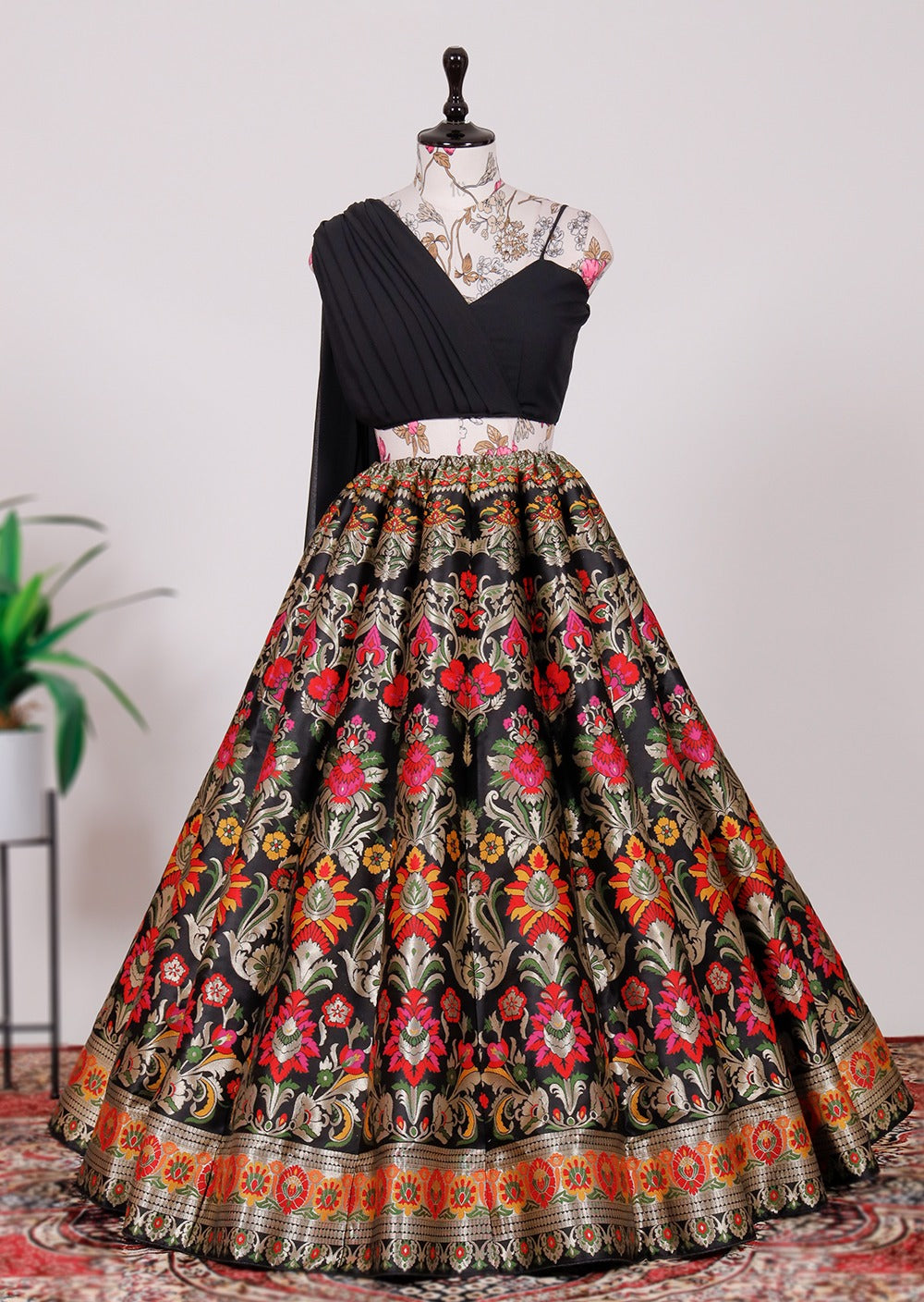 Resplendent Banarasi Silk Zari Weaving Worked Lehenga With Blouse - Ethnicwish