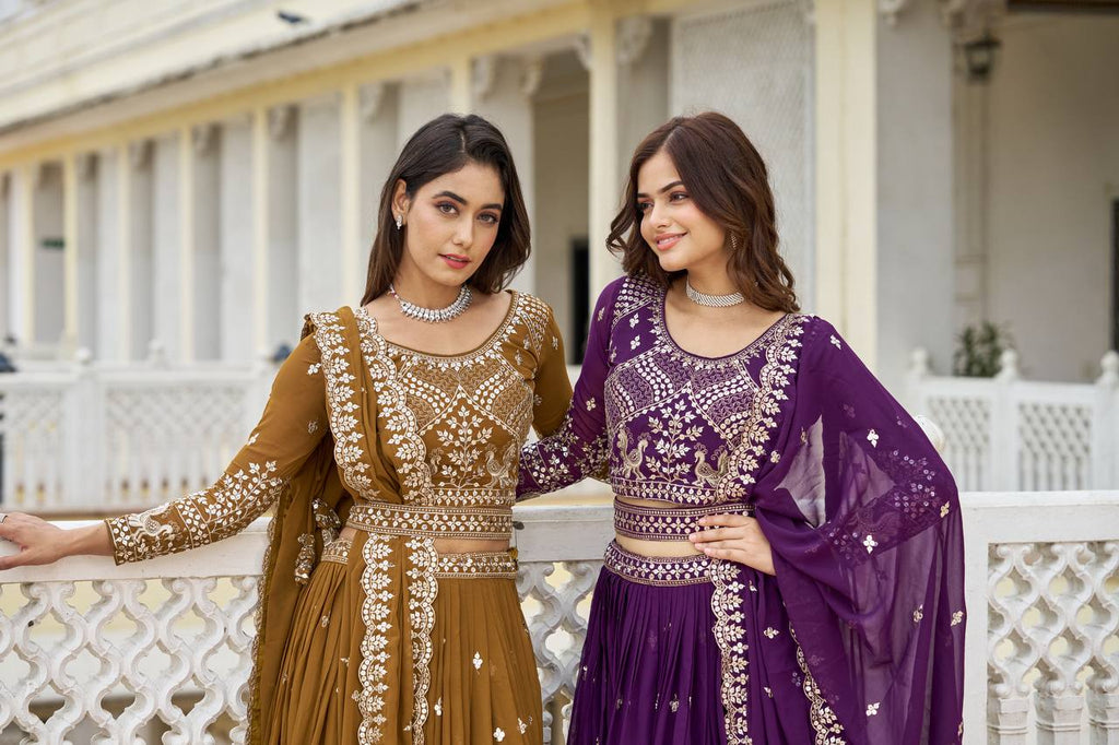 Ravishing Faux Georgette Sequins Embroidered Lehenga Choli - ETHNICDEAL