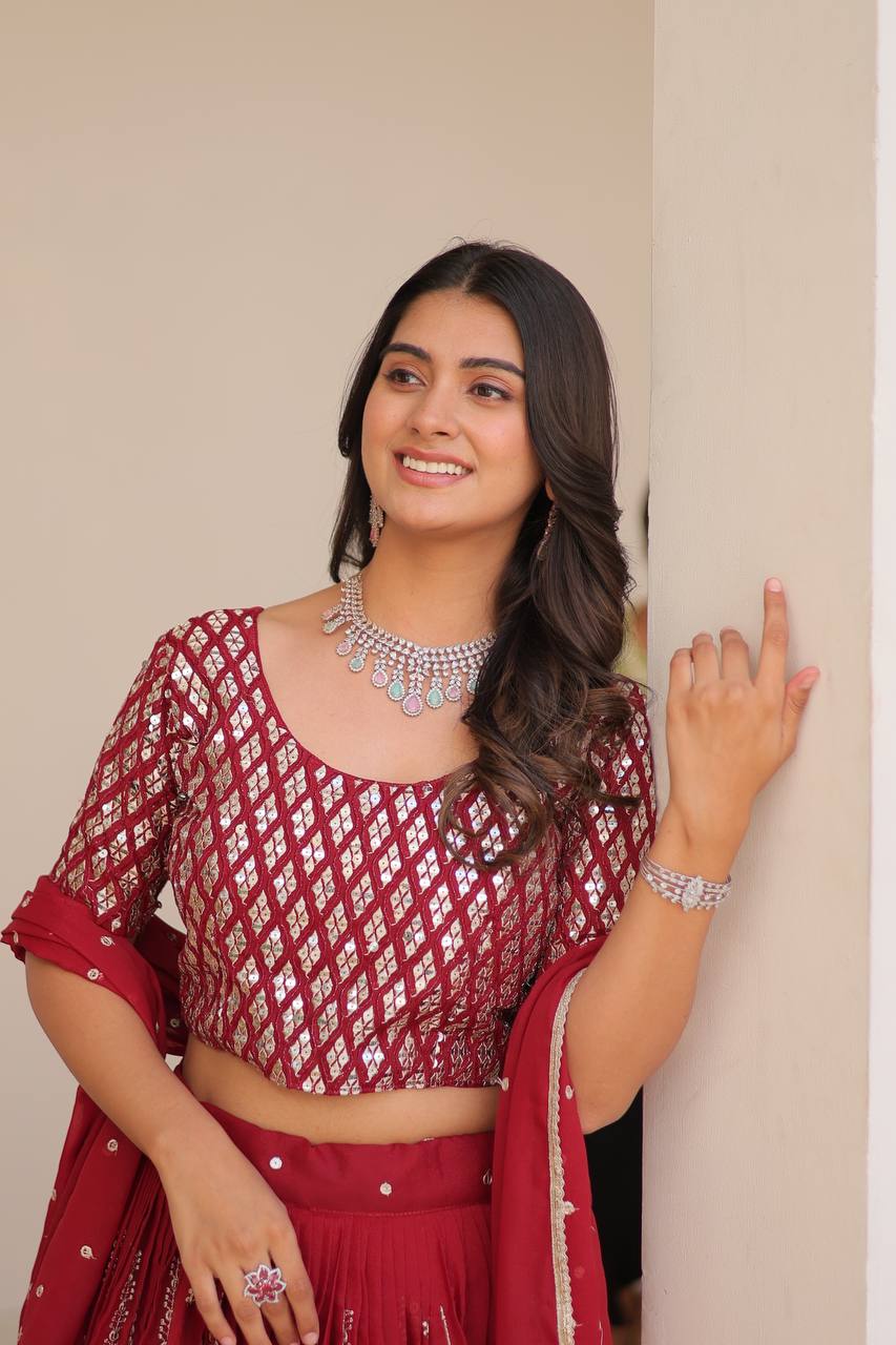 Stunning Star Georgette Lehenga Choli Set with 7mm Sequence Embroidery - ETHNICDEAL