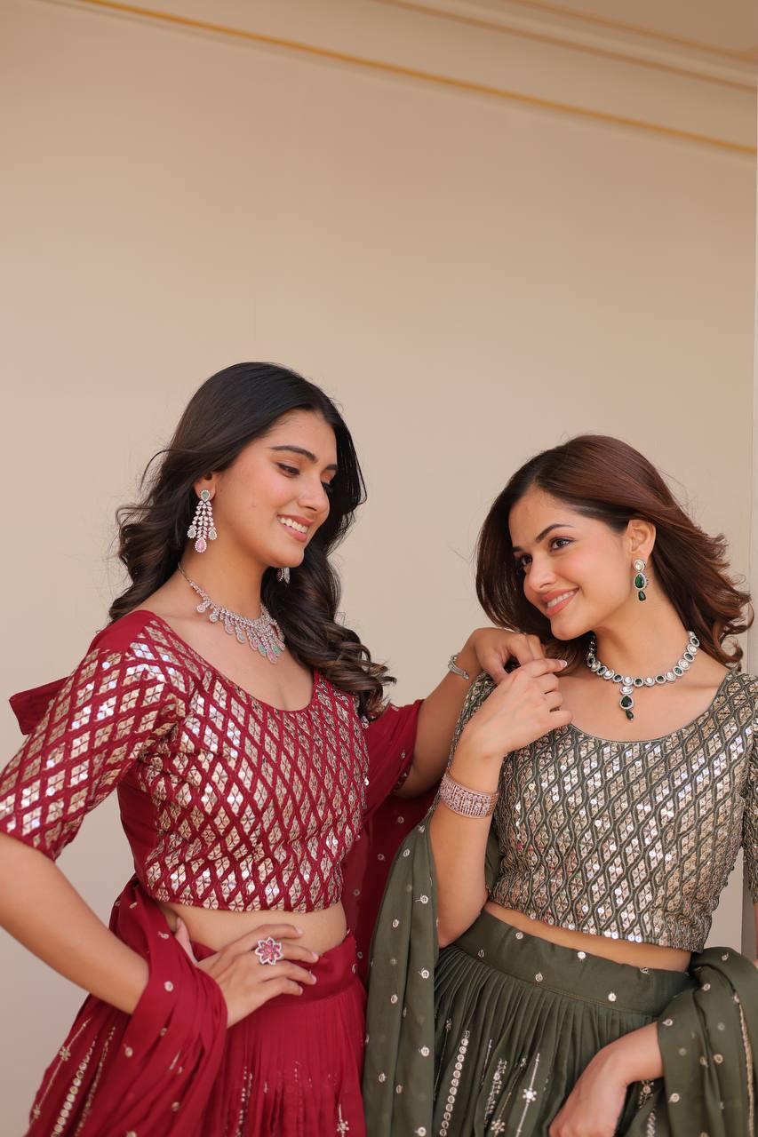 Stunning Star Georgette Lehenga Choli Set with 7mm Sequence Embroidery - ETHNICDEAL