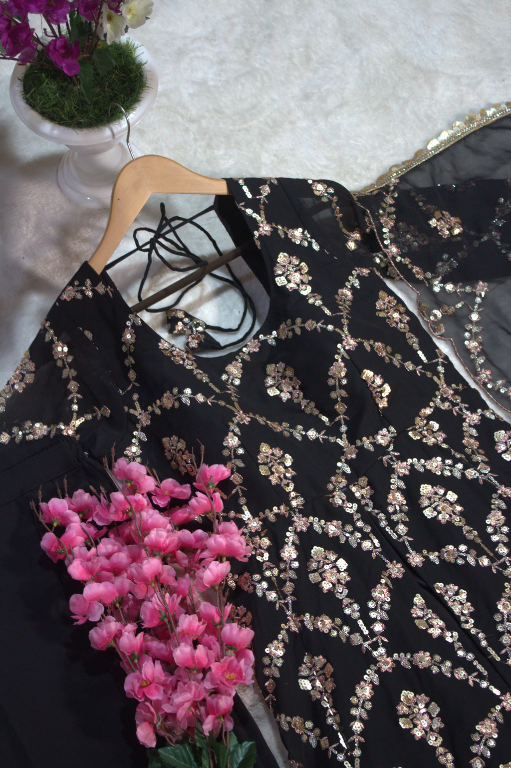 Barkha's Black Colored Anarkali Suit Set