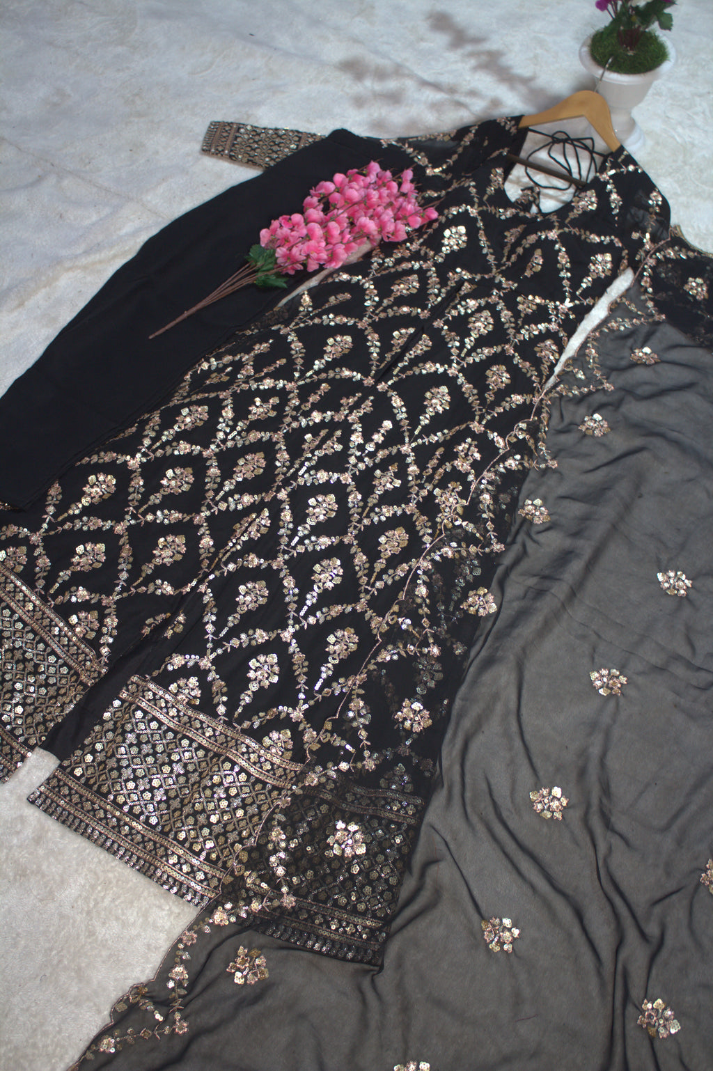 Barkha's Black Colored Anarkali Suit Set