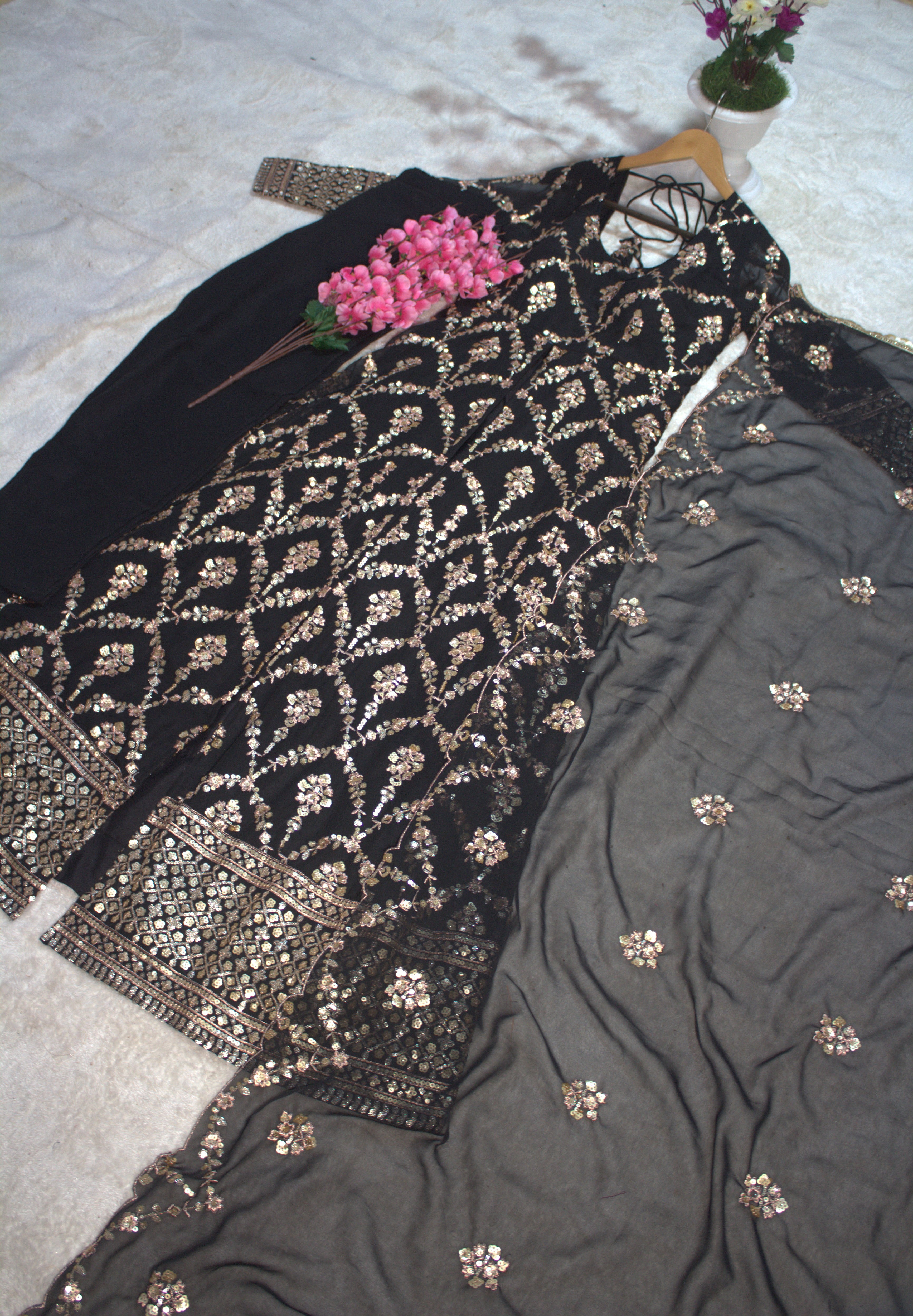 Barkha's Black Colored Anarkali Suit Set