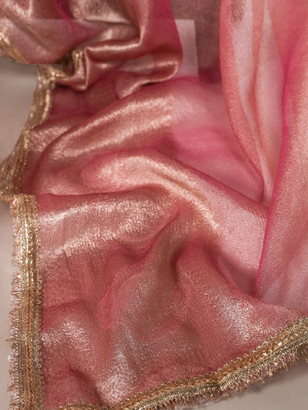Elegant Tissue Shimmer Saree With Zari Weaving Work - ETHNICDEAL