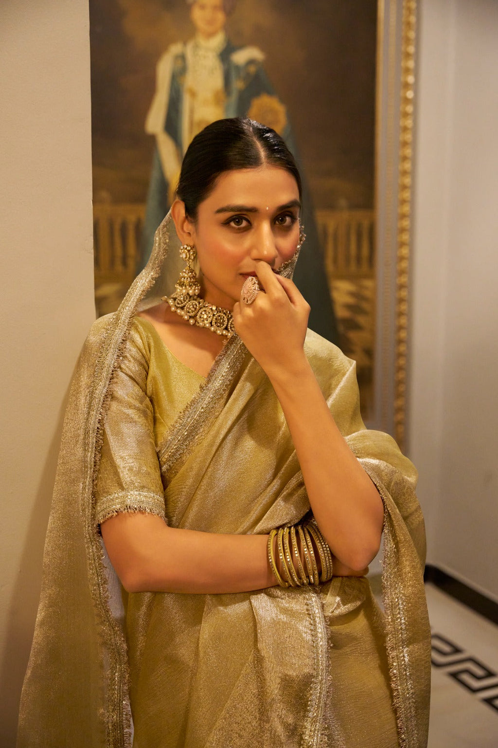 Elegant Tissue Shimmer Saree With Zari Weaving Work - ETHNICDEAL