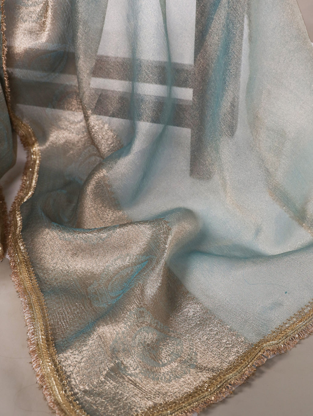 Elegant Tissue Shimmer Saree With Zari Weaving Work - ETHNICDEAL