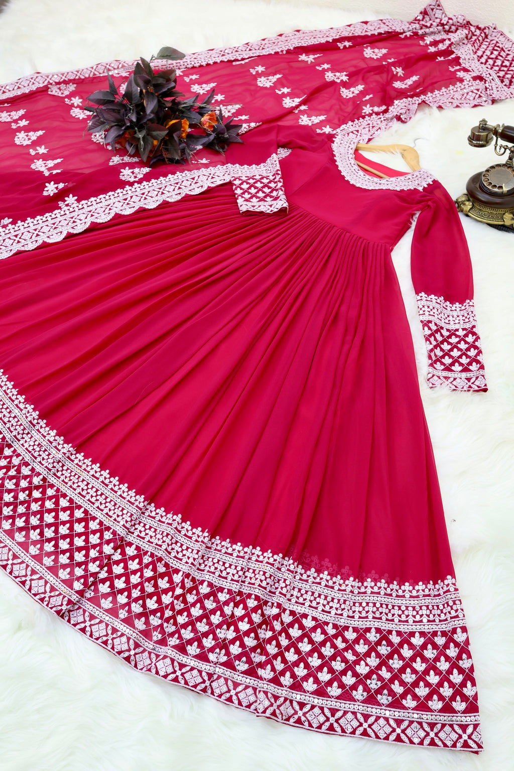 Breathtaking Faux Georgette Sequins Cording Worked Designer Gown - Ethnicwish