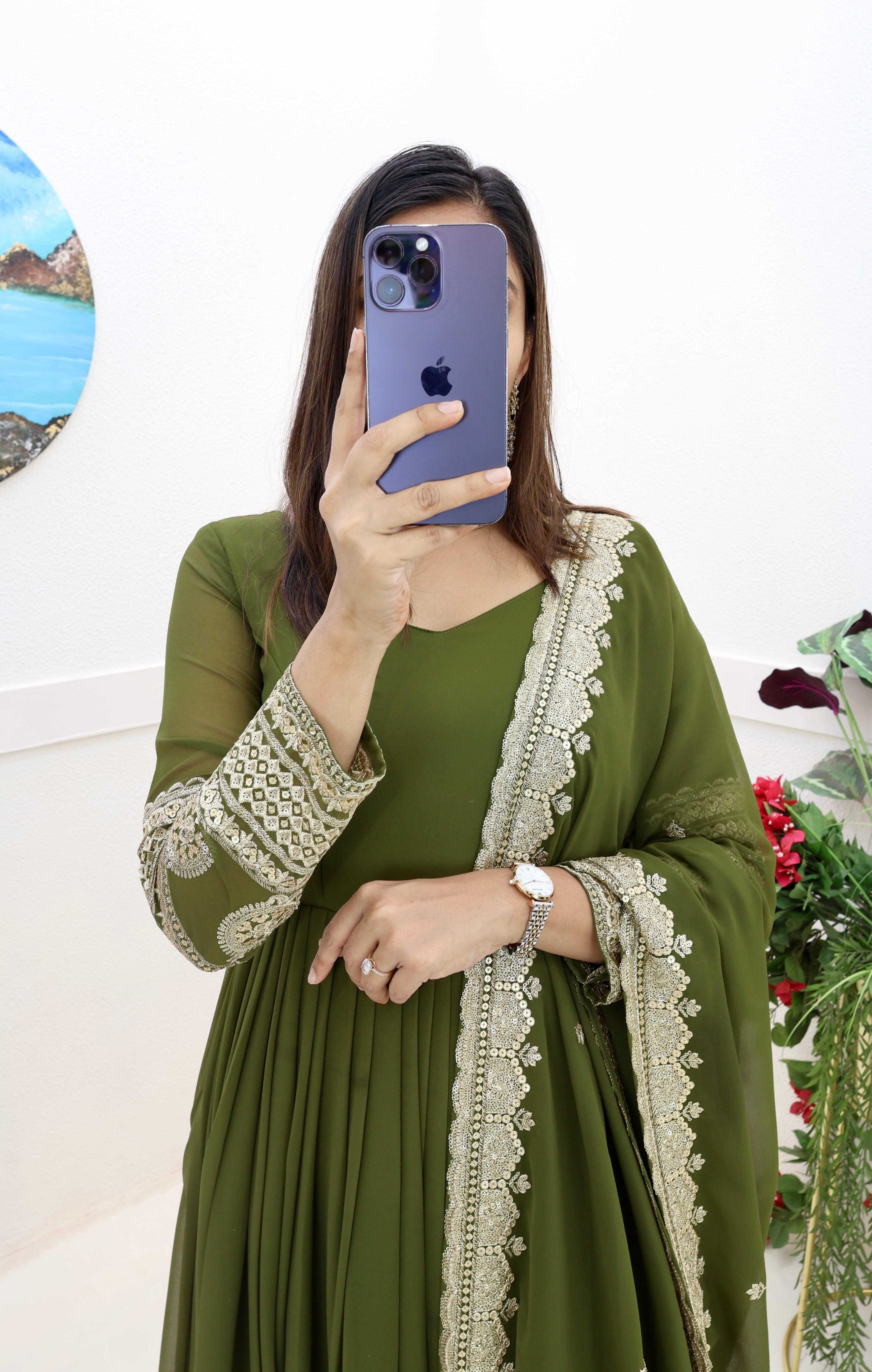 Breathtaking Faux Georgette Sequins Cording Worked Designer Gown - Ethnicwish