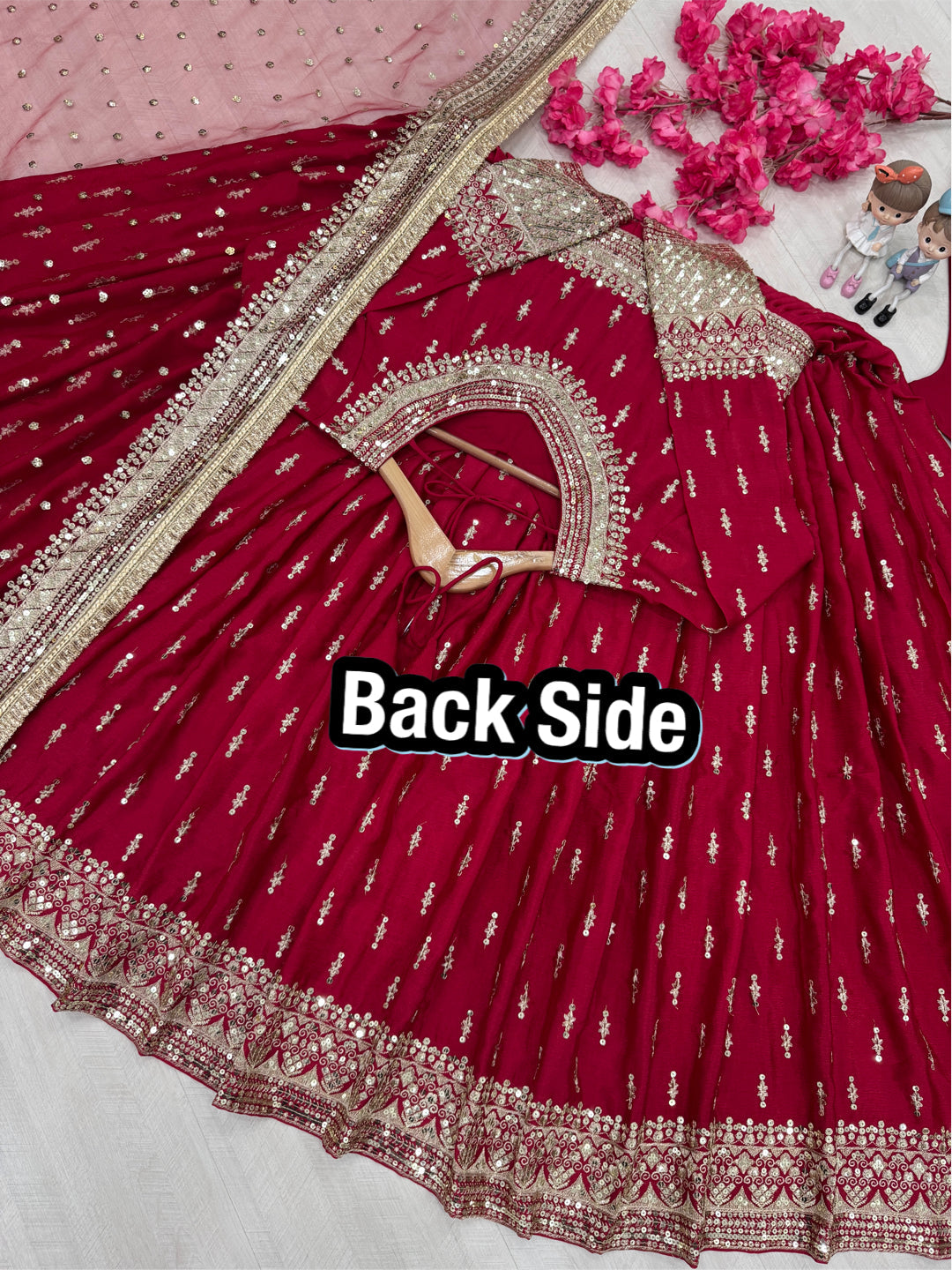 Festival Wear Pure Chinon Silk Sequins Embroidered Anarkali Pant Suit - ETHNICDEAL