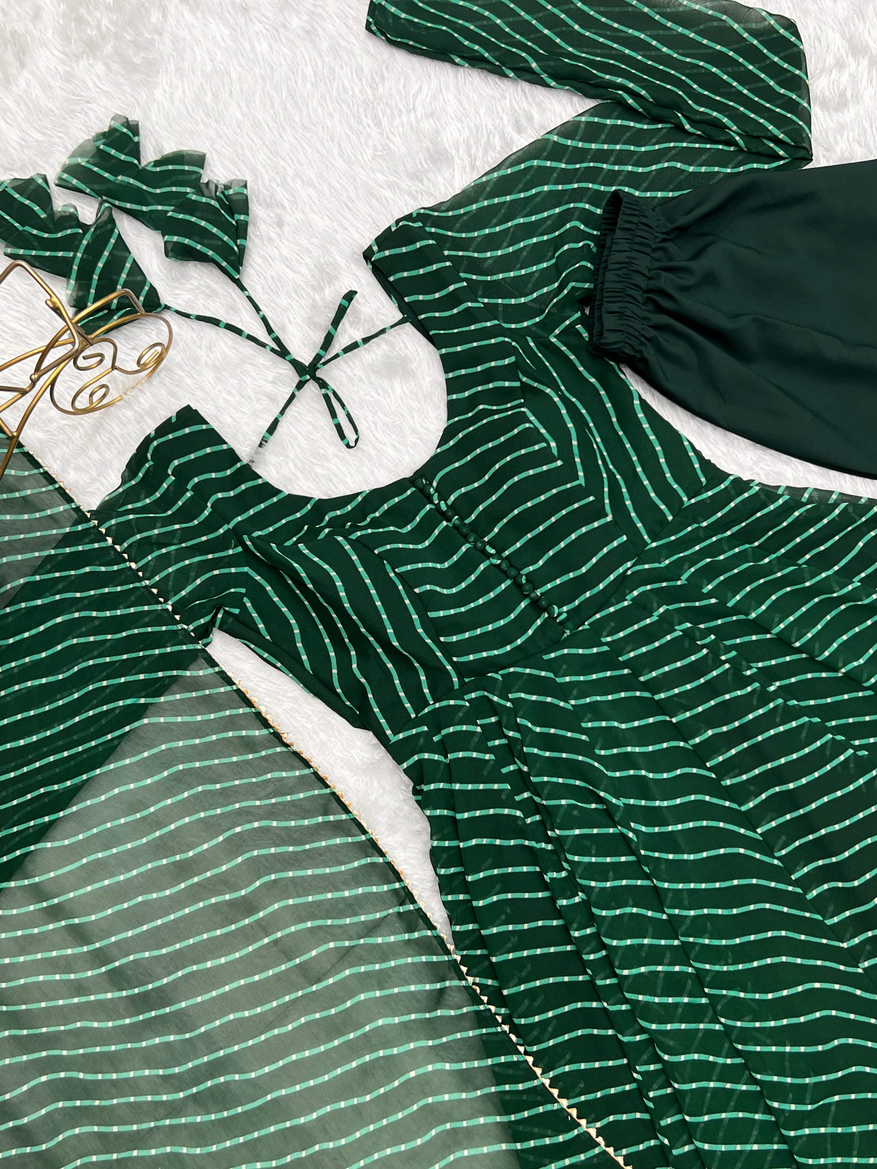 Splendid Faux Georgette Printed Fully Stitched Anarkali Pant Suit - Ethnicwish