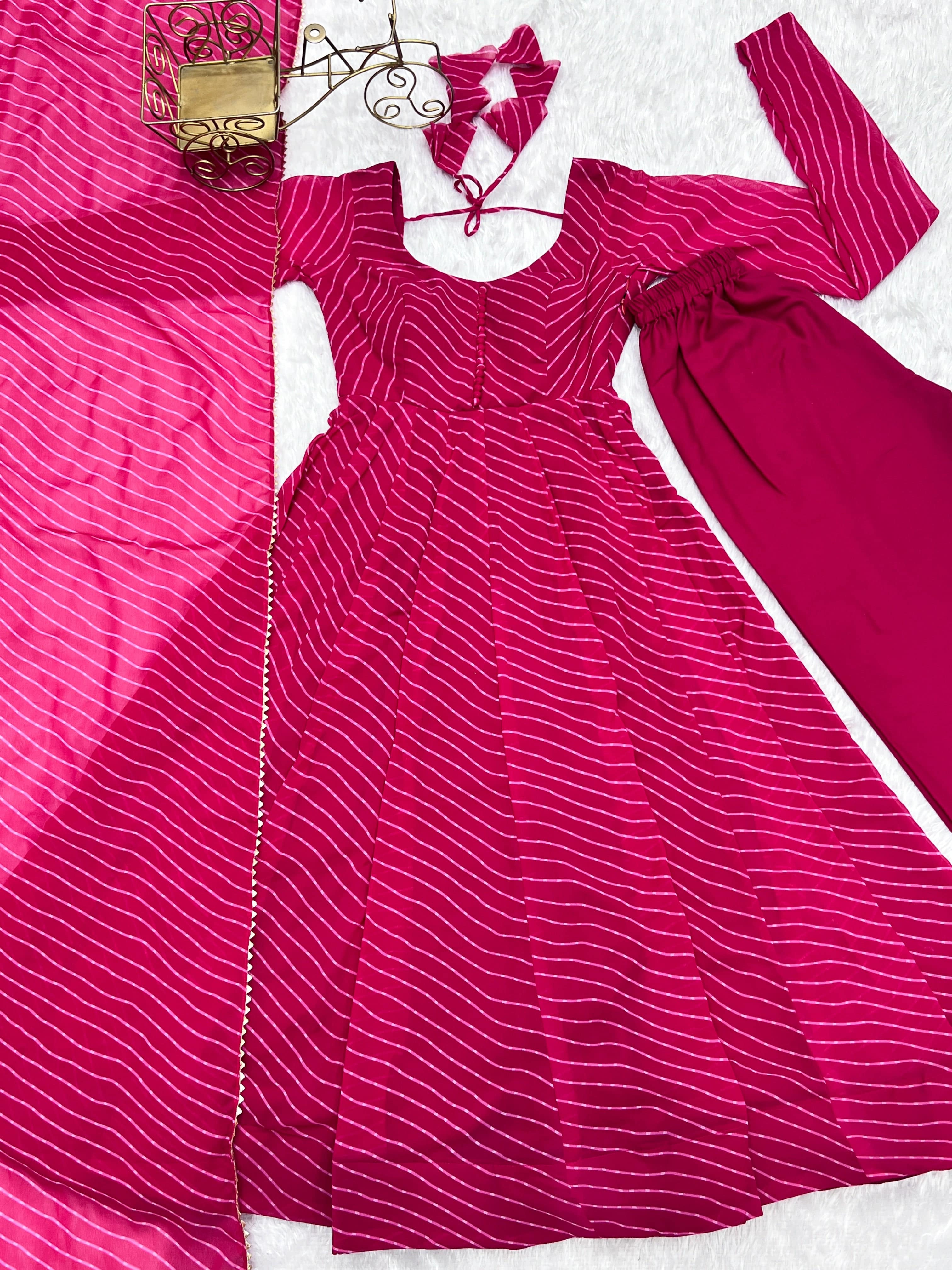 Splendid Faux Georgette Printed Fully Stitched Anarkali Pant Suit - Ethnicwish