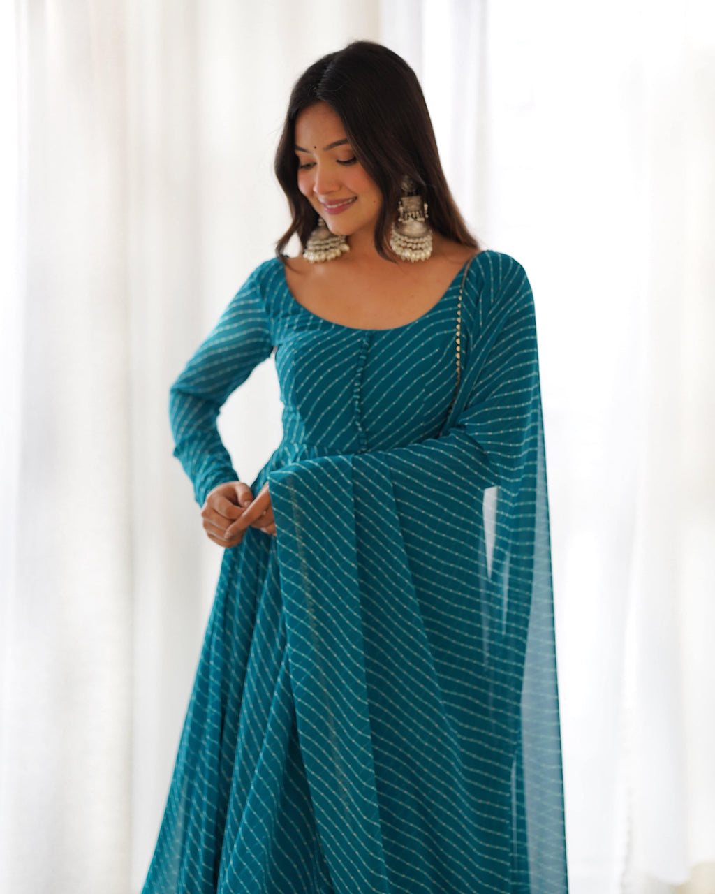 Splendid Faux Georgette Printed Fully Stitched Anarkali Pant Suit - Ethnicwish