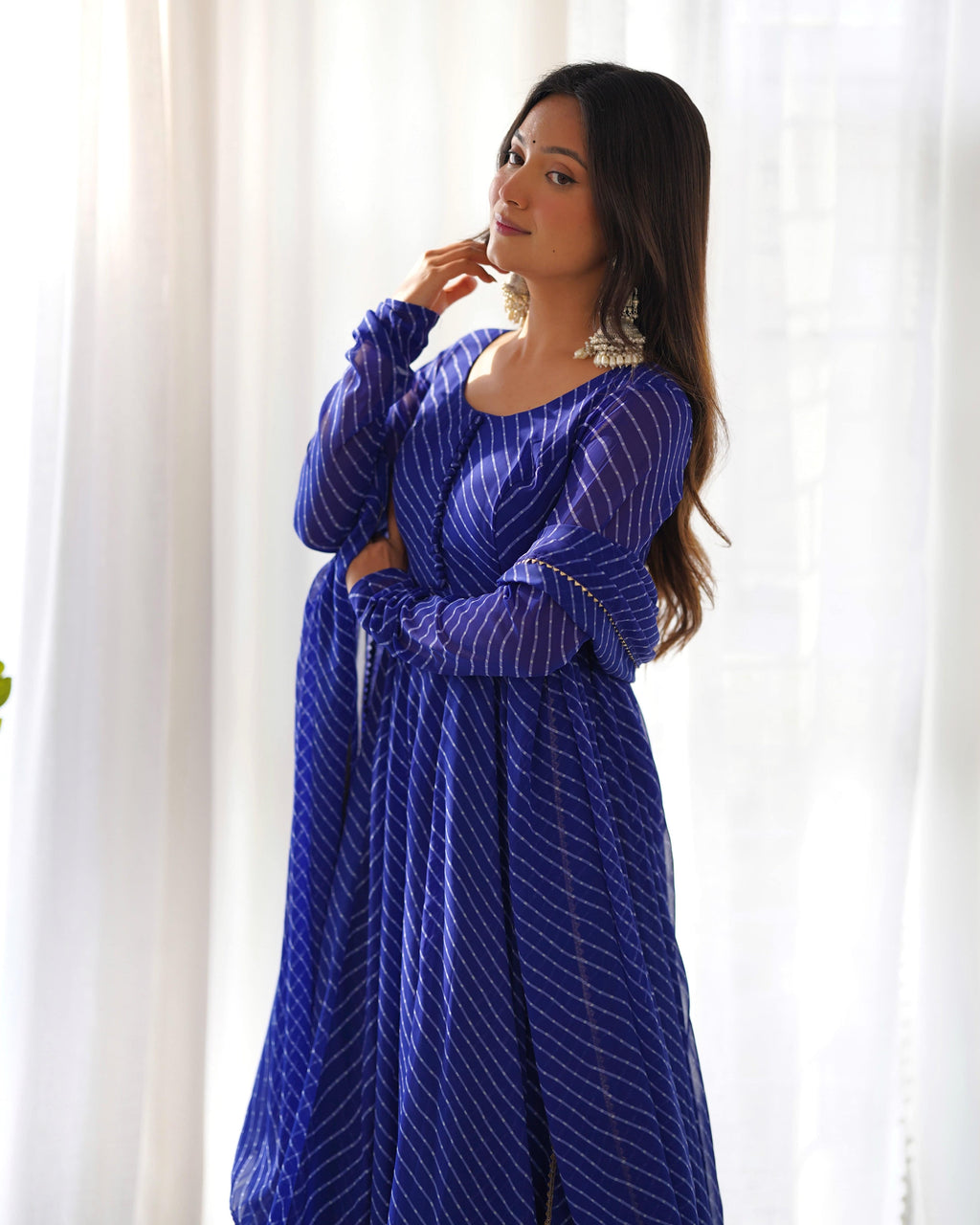 Splendid Faux Georgette Printed Fully Stitched Anarkali Pant Suit - Ethnicwish