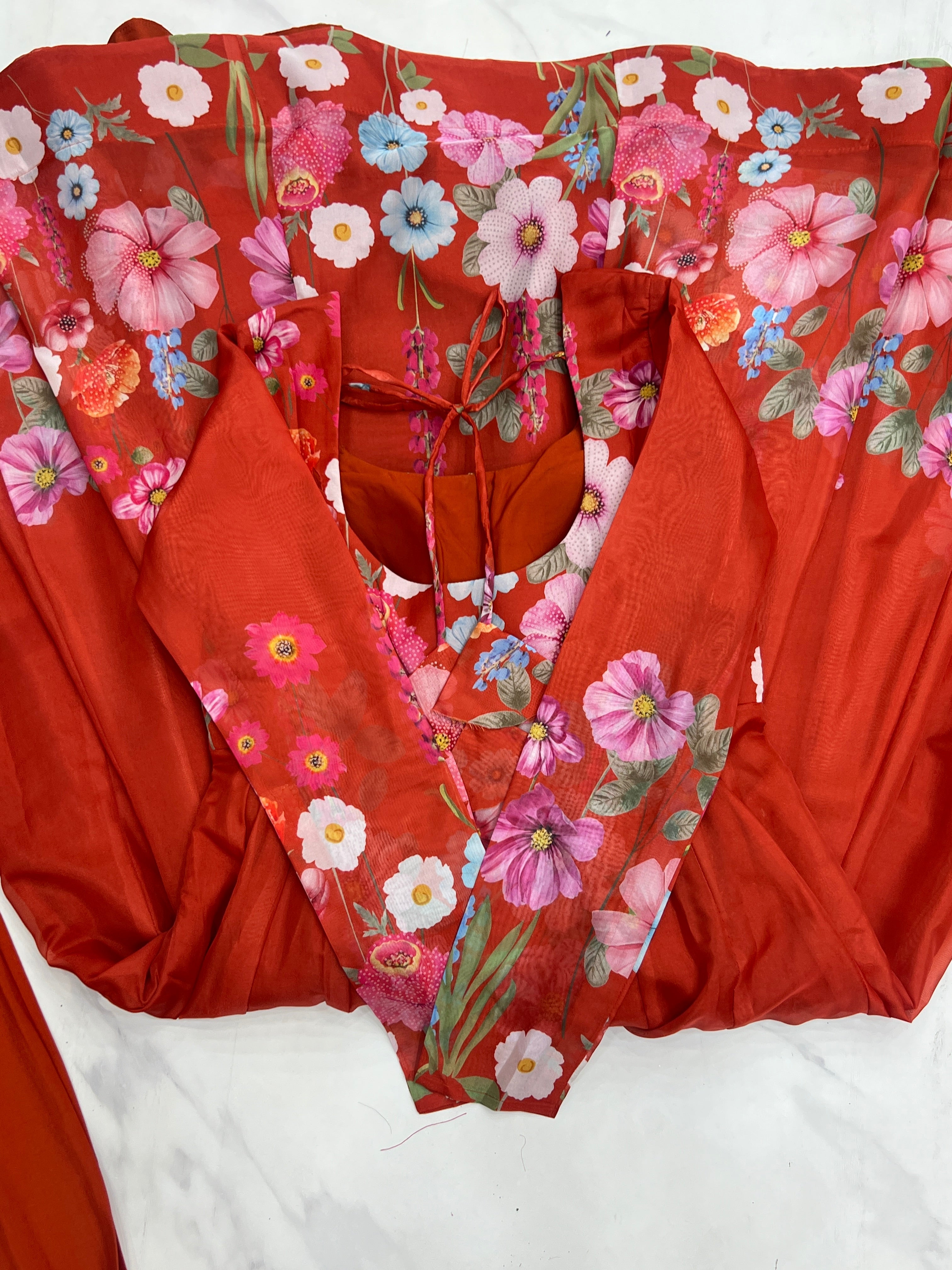 Breathtaking Organza Silk Floral Printed Designer Anarkali Pant Suit - ETHNICDEAL