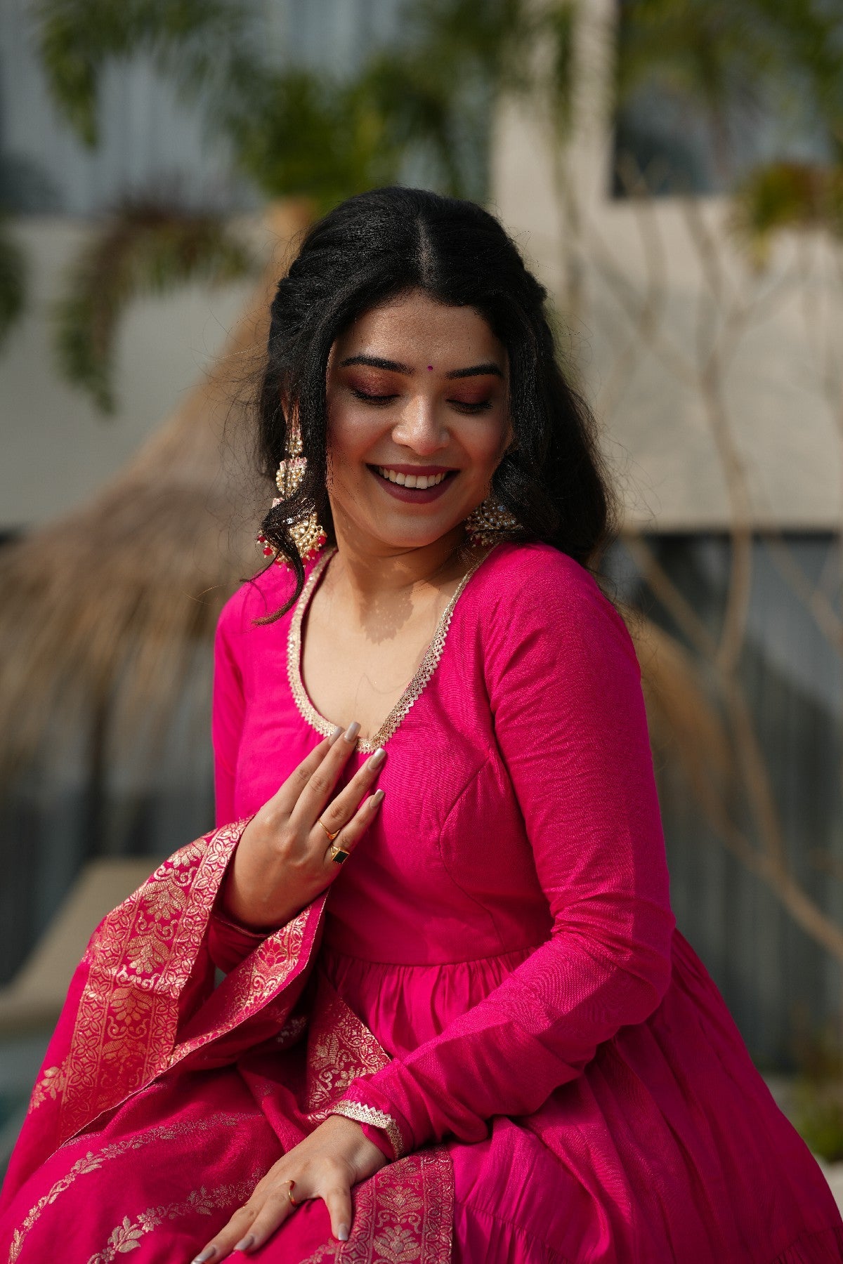 Appealing Pure Roman Silk Fully Stitched Anarkali Pant Suit - ETHNICDEAL