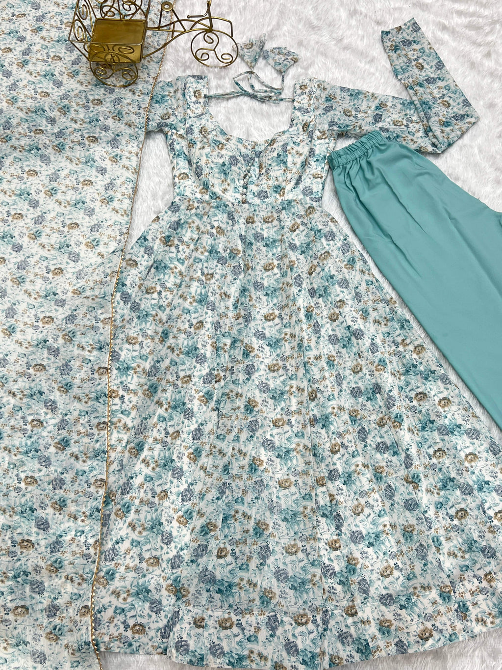 Exquisite Chiffon Floral Digital Printed Fully Stitched Anarkali Pant Suit - Ethnicwish