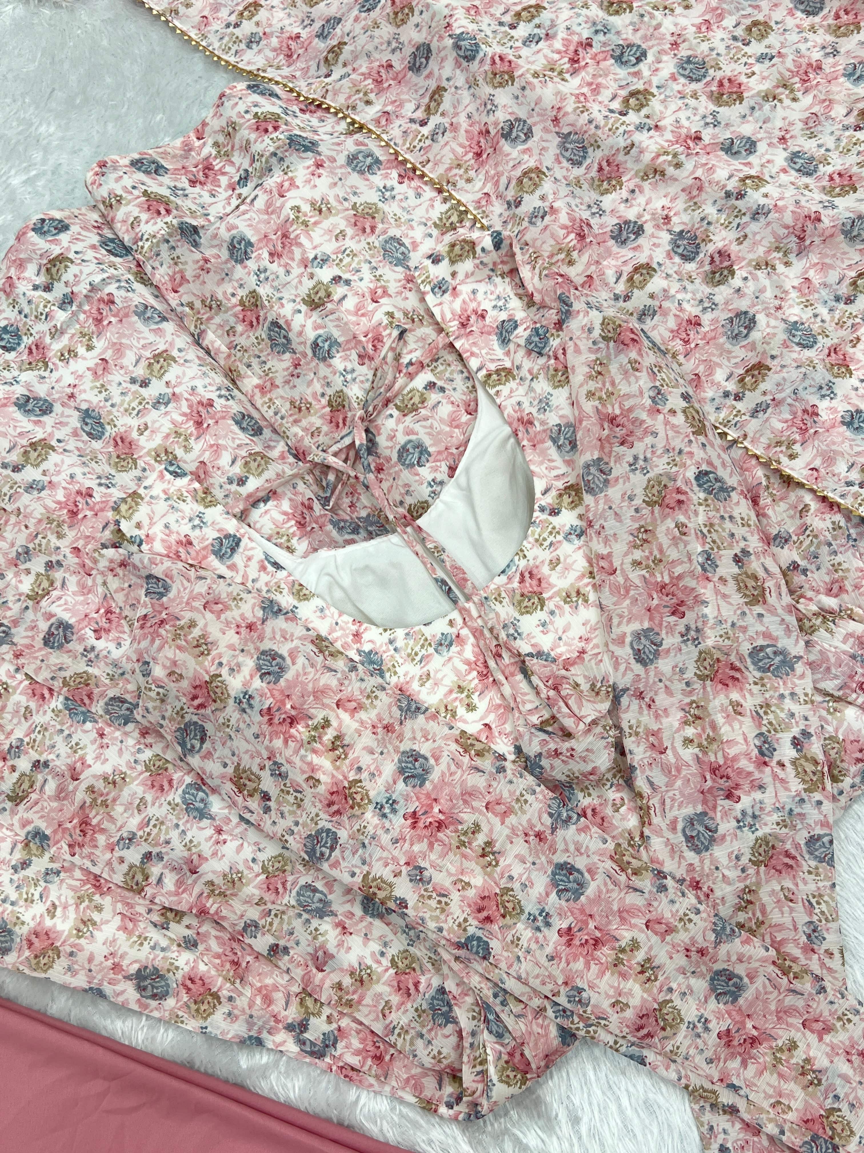 Exquisite Chiffon Floral Digital Printed Fully Stitched Anarkali Pant Suit - Ethnicwish