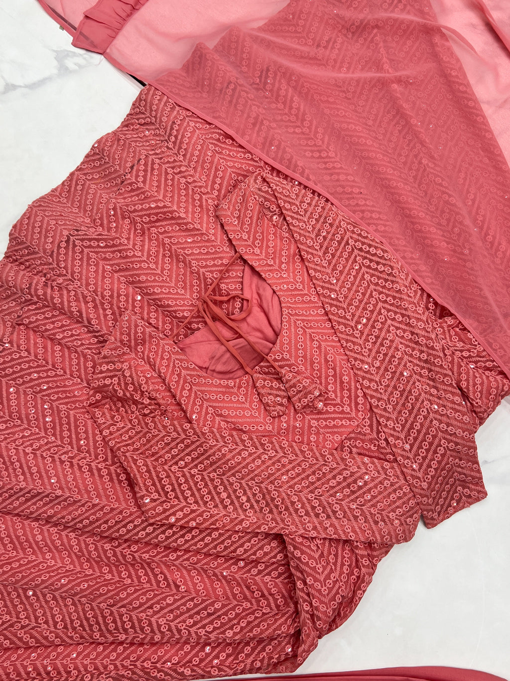 Arresting Pure Soft Georgette Lucknowi Sequins Embroidered Anarkali Pant Suit - ETHNICDEAL