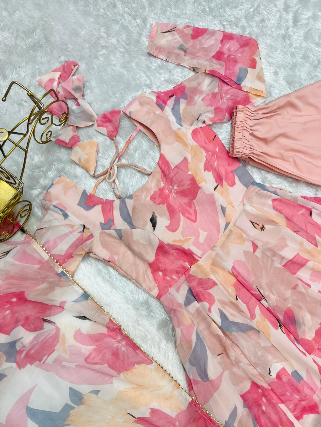 Bewitching Faux Georgette Printed Designer Anarkali Pant Suit - Ethnicwish