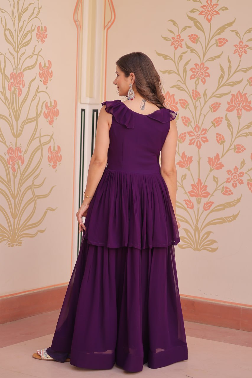 Sleeveless Faux Blooming Beads Embroidered Gown – Party & Festive Wear - ETHNICDEAL